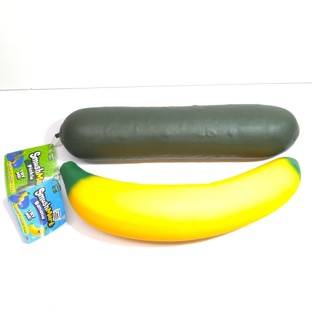 SmushMart Pickle & Banana Squishy Toy Lot Jumbo Fidget Squeeze RMS Crazy Fun